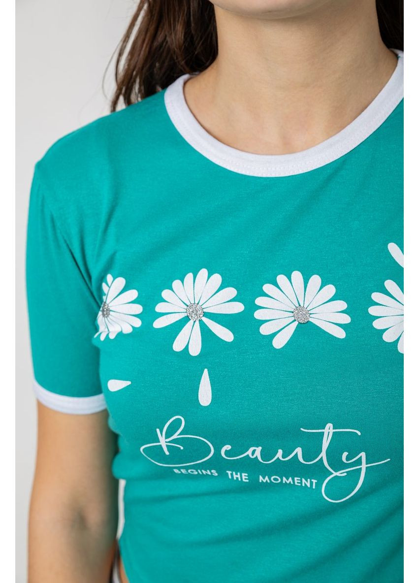 Футболка-топ жіноча з принтом, колір білий, 244R604 Ager - (318529672)