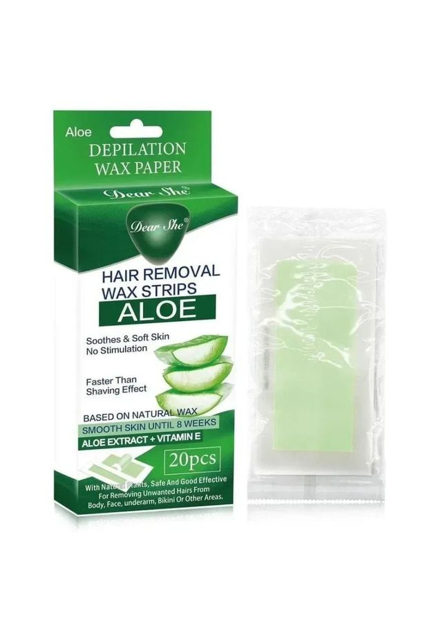 Воскові смужки для депіляції тіла з алое Dear She, 20 шт Plus-plus (354794848)