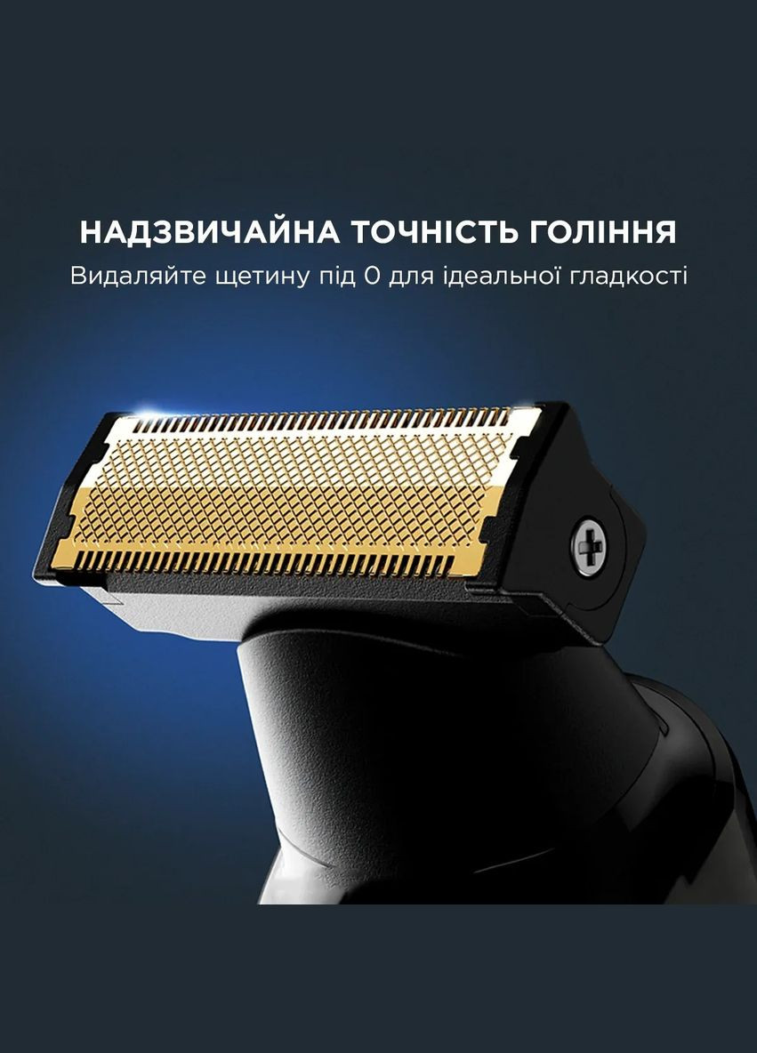 Тример Forever Sharp Ultimate, для бороди, вусів, акум., насадок-10, 120 хв. використання, дисплей, сталь, синій Rowenta (317558341)