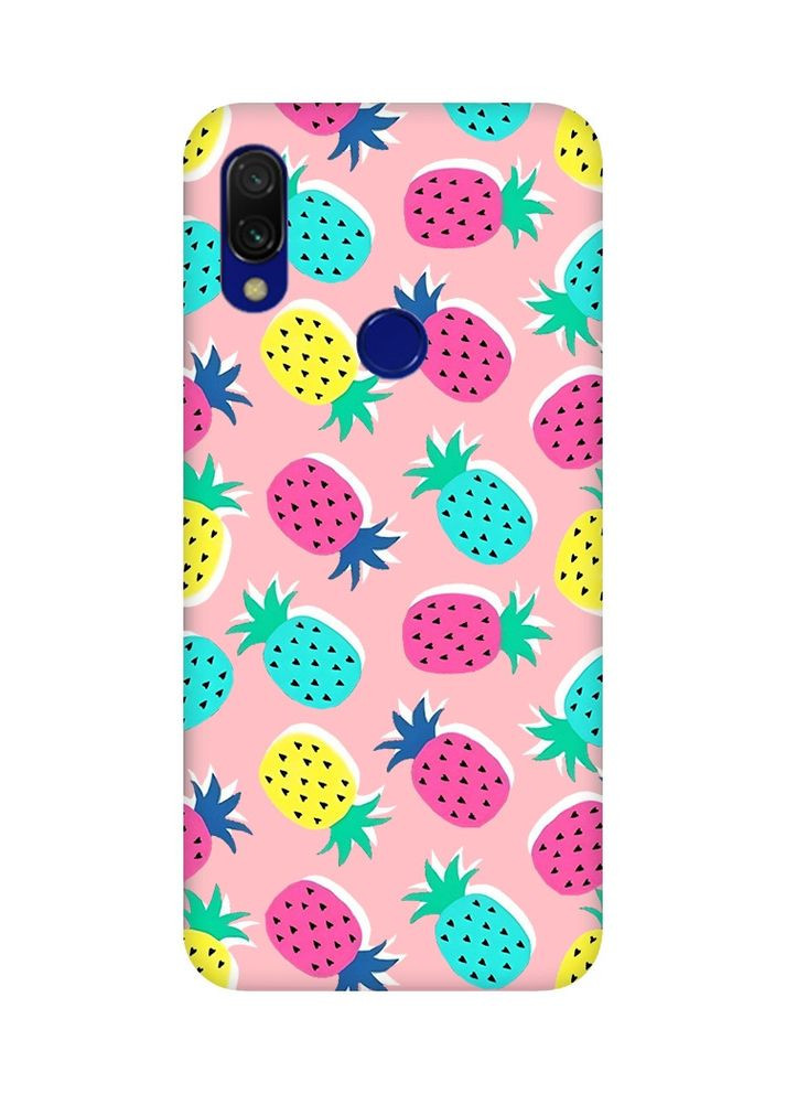 Матовый чехол с розовыми боками на Xiaomi Redmi 7:: Разноцветные ананасы /принт 346/ Creative (360705039)