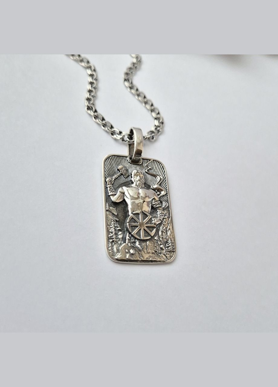 Срібна підвіска оберіг амулет Бог Громовержець Коловрат Чорнене срібло 925 проби (АРТ.93430) Сварог (324444917)