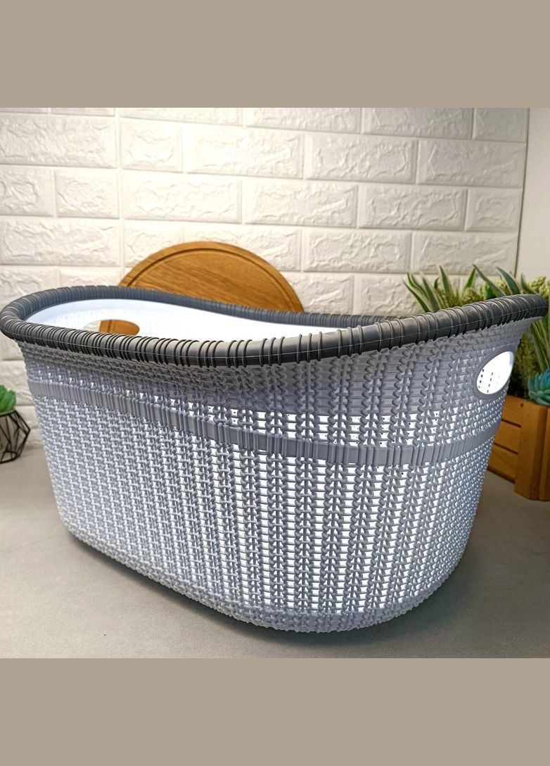 Большая плетеная корзина для белья 35л белая LA 530 Irak Plastik (303138391)