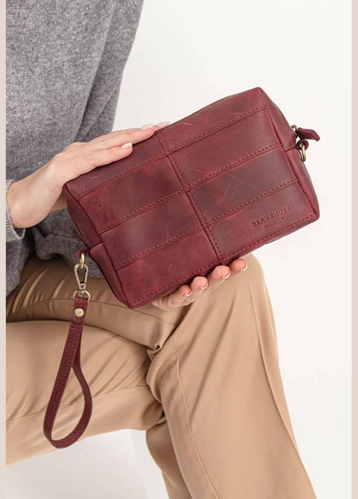 Кожаная косметичка-несесер 3.1 Бордовая Crazy Horse (A-026898) BlankNote (329743050)