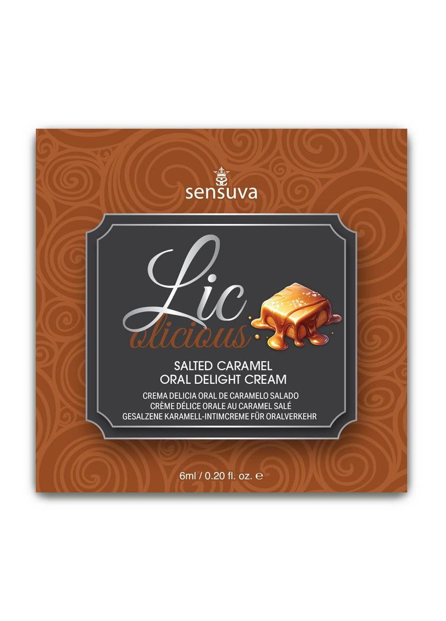 Пробник геля для минета Lic-o-licious Salted Caramel (6 мл), маслянистый, без сахара Sensuva (367723448)