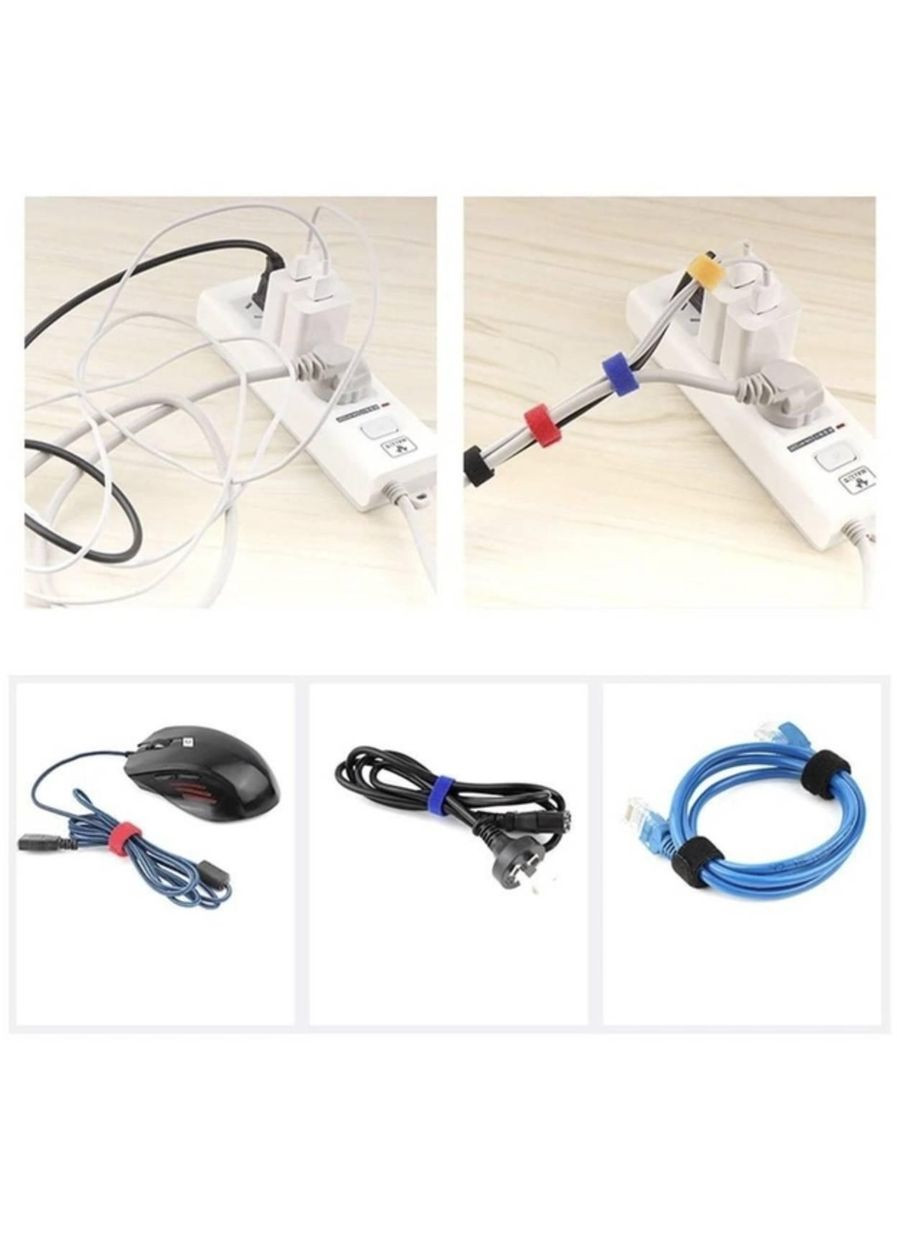 Органайзер кабелю Beus Pro стяжка липучка хомут для проводів 50 штук багаторазові Різнокольоровий No Brand (330778812)