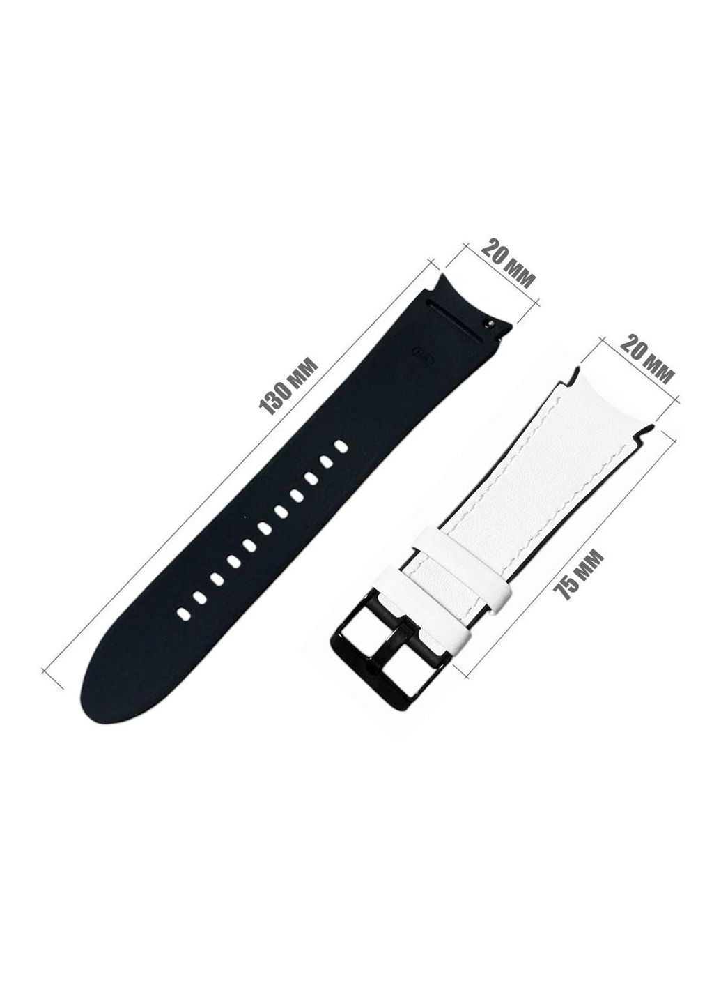 Ремешок Leather Silicone для часов Samsung Galaxy Watch 4 / Watch 5 - White Primolux (366820116)