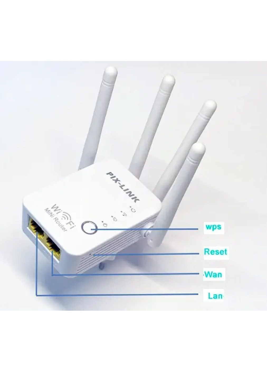 Повторитель усилитель WiFi сигнала с 4-мя наклонными антеннами Pix-Link скорость до 300мб/с 9.5х6.3х3.5 см (478147-Prob) Unbranded (306681947)