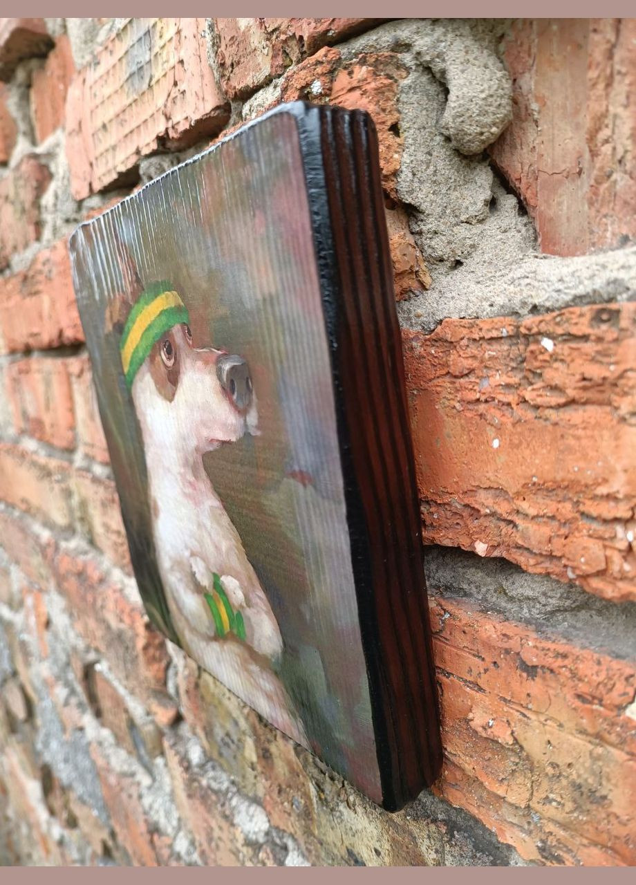 Деревянное панно "Собаня - гуру аэробики" Handmade (335976166)