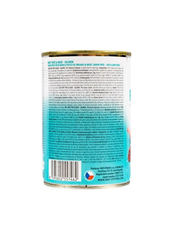 Влажный корм консервный Pate and Meat для взрослых собак с лососем 400 г Brit Care (399748390)