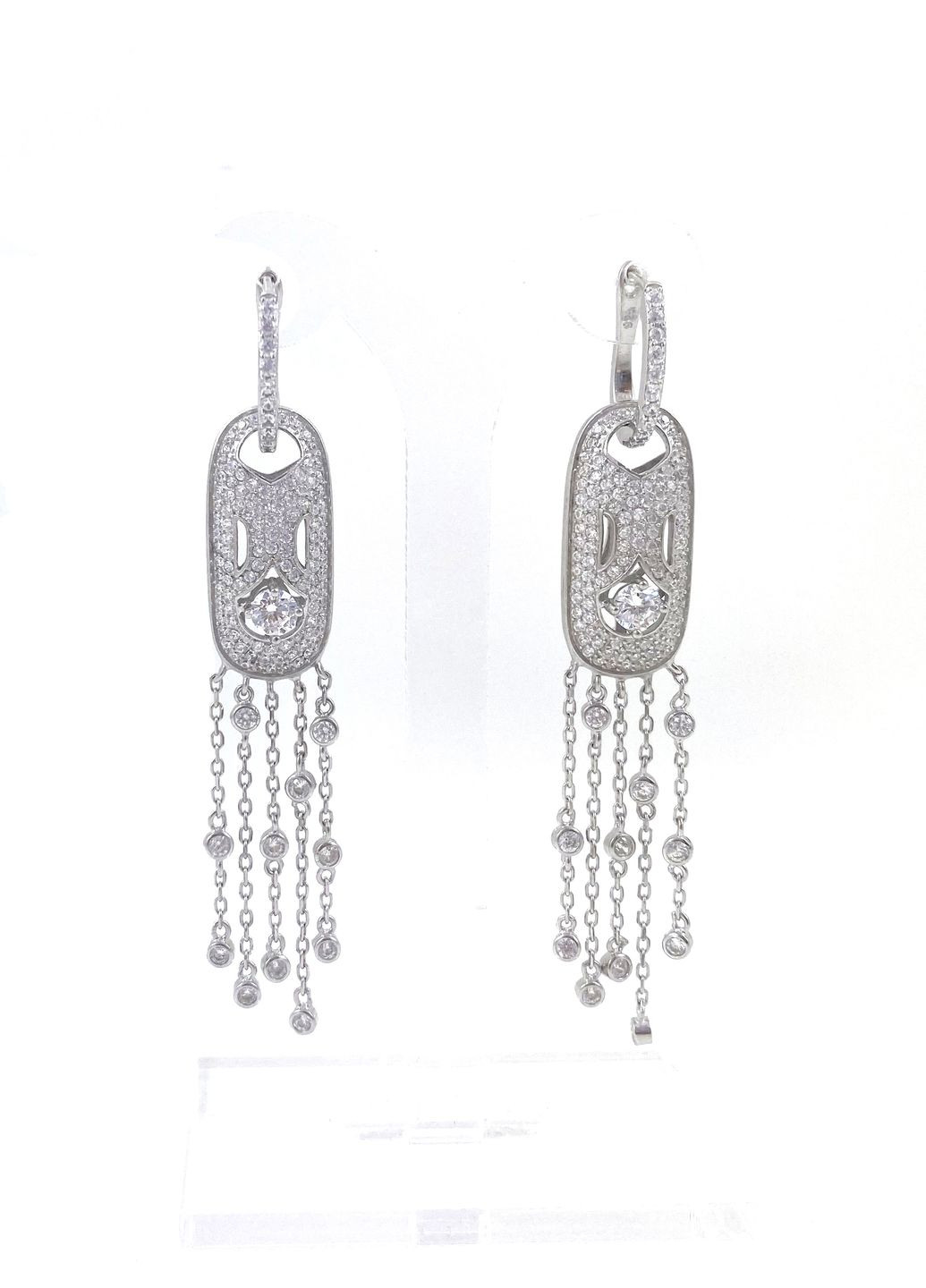 Серьги-подвески серебряные с цирконием Т3-ц Shatlen Сережки (342116250)