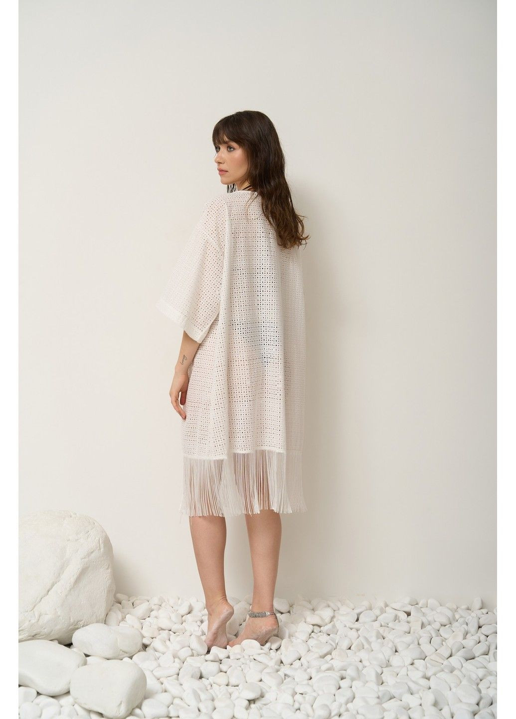 Белый летний комплект купальник женский раздельный на завязках shine черный + парео-халат boho белое раздельный Handy Wear