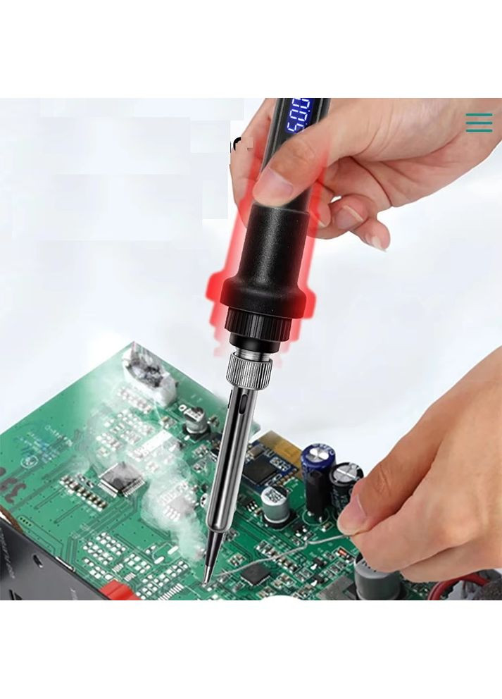 Паяльник 908 80Вт комплект набір з регулюванням температури 80W з керамічним нагрівачем No Brand (361856948)