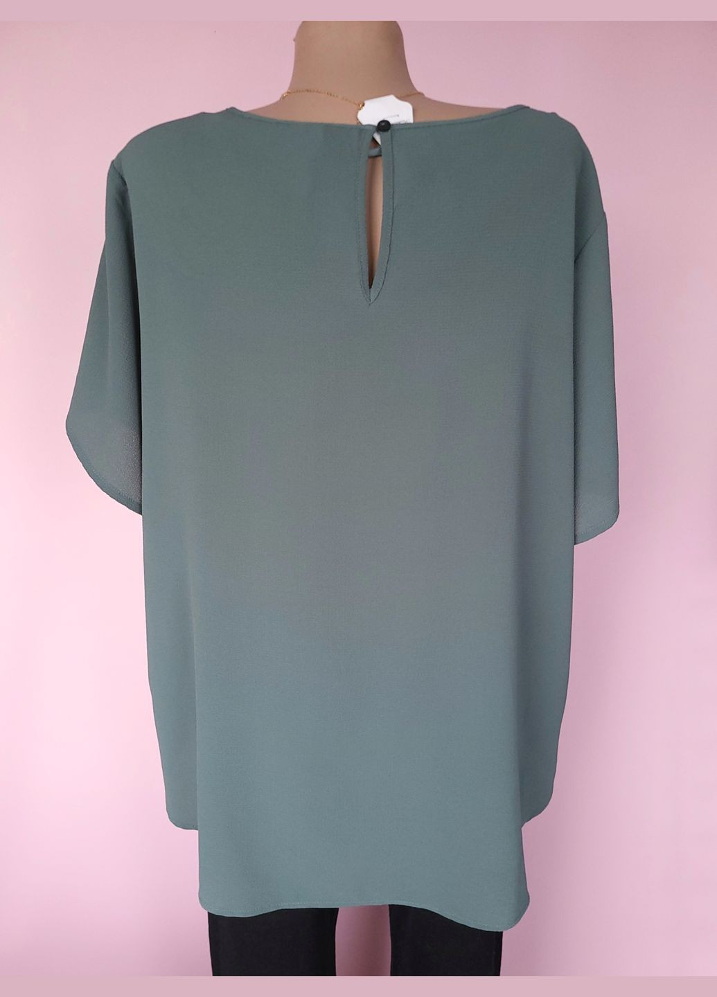 Сіро-зелена літня блузка жіноча oversize однотонна Only
