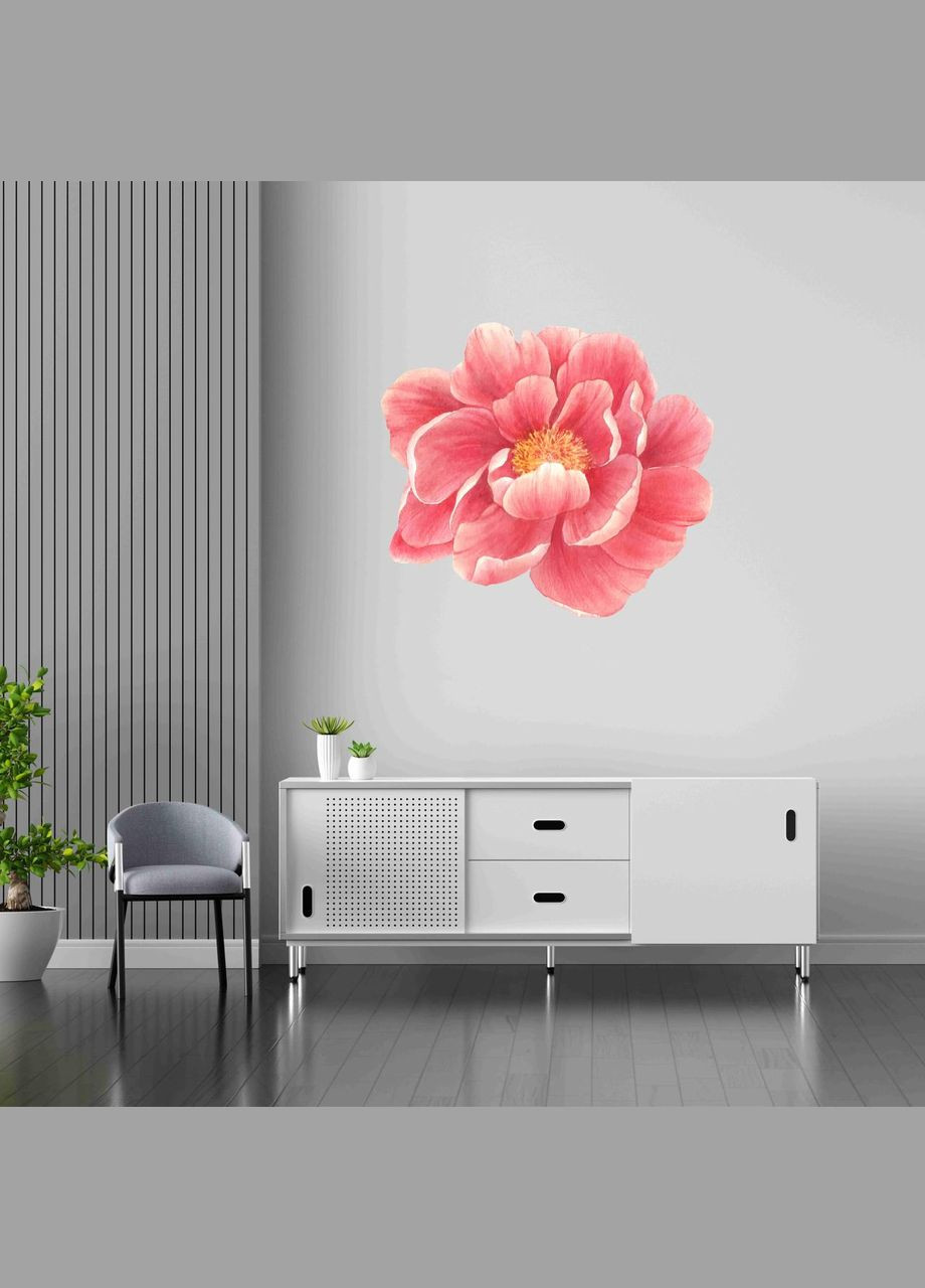 Виниловая интерьерная на стену и обои (стекло, мебель, зеркало, металл) "Розовый пион" с Кавун наклейка (316190086)