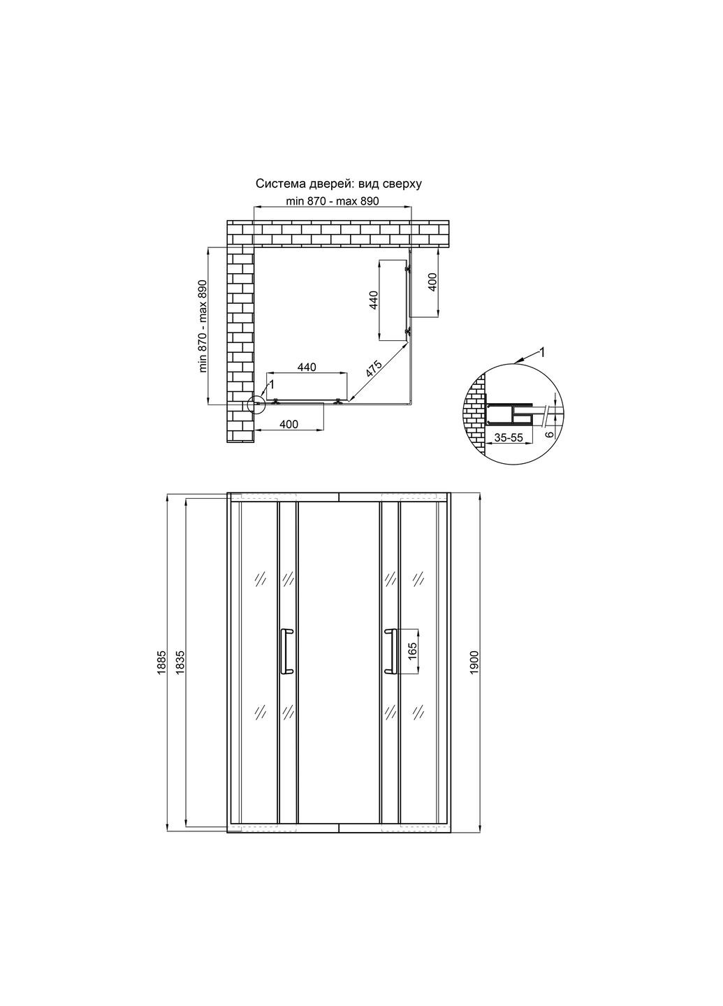 Душова кабіна Taurus 90х90 см, скло Clear 6 мм покриття CalcLess, без піддона Qtap CRM1099SC6 (341326519)
