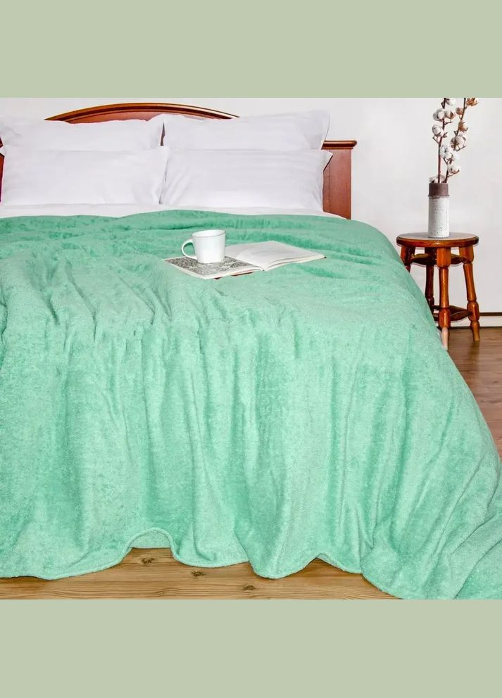 Простынь махровая серо-зеленая, махровая классическая от производителя Украина 175x200 Ярослав (314838451)