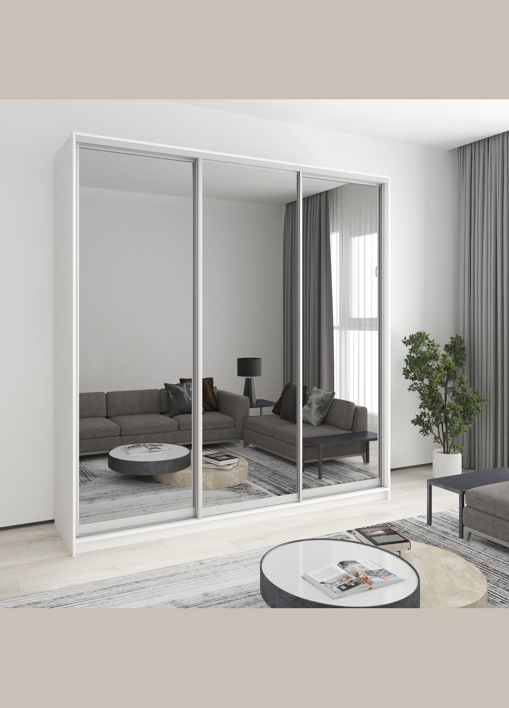 Шафа-купе тридверна Комбо AL 3 Дзеркала 230x60x240 см Аляска білий (MBS-2177) MebelStar (362373483)