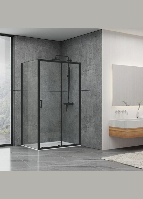 Душова кабіна A-517B Black Matt 130х100х195 розсувна, скло прозоре Dusel (328596685)