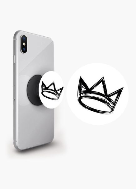 Попсокет тримач для смартфона (Popsockets) Корона Чорний No Brand (302084158)