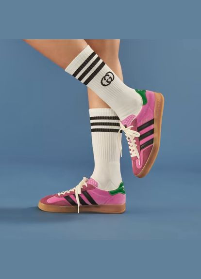 Рожеві кросівки x gucci gazelle pink — 707864 9stu0 5960/hq7084 No Brand