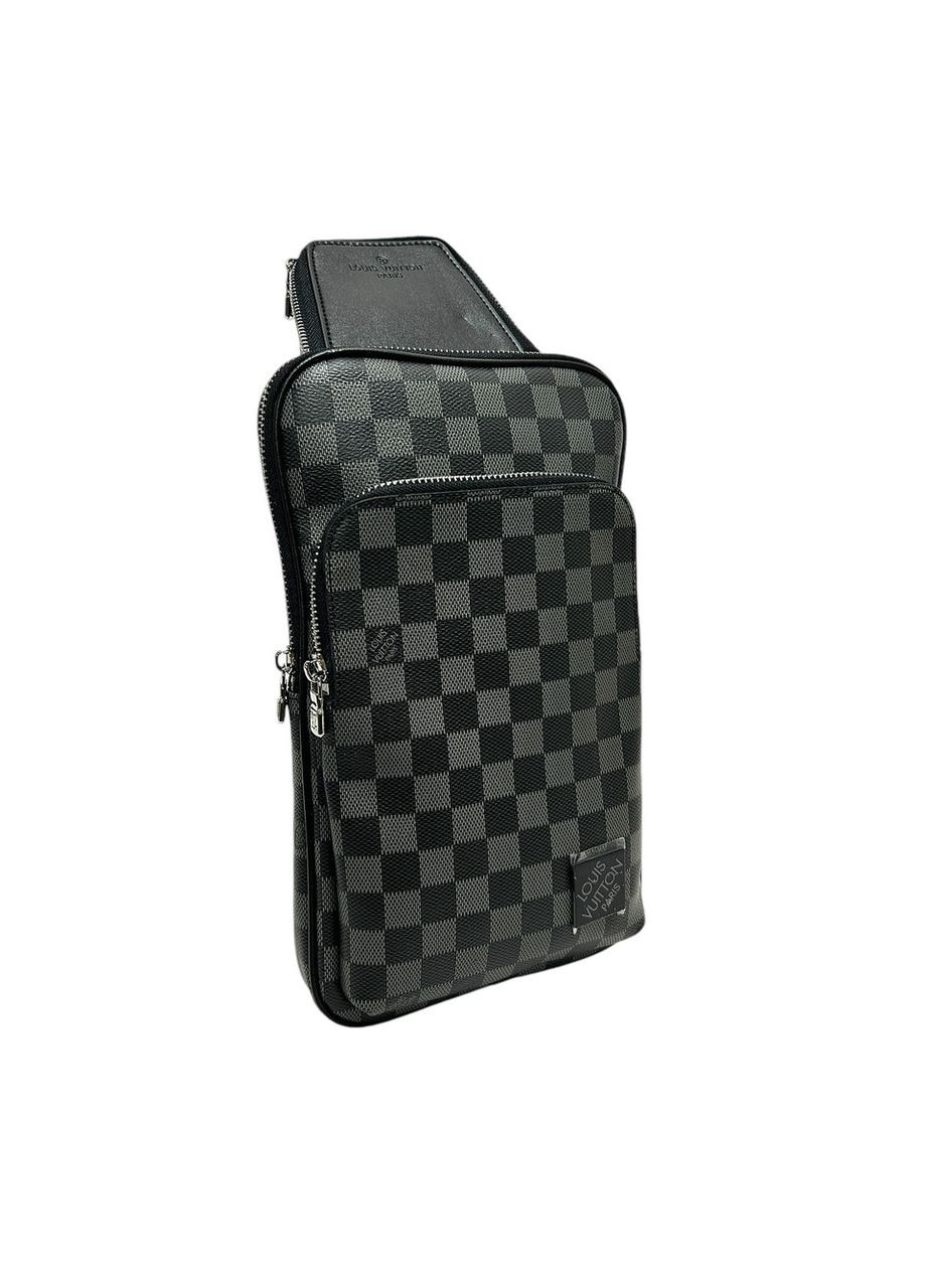 Чоловіча нагрудна сумка LV з єко-шкіри 76131-A чорно-сіра 31 x 19 x 5 No Brand (372744474)