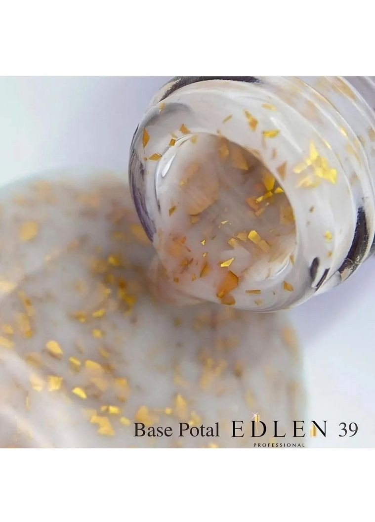 БАЗА ЦВЕТНАЯ PROFESSIONAL BASE POTAL 39, МОЛОЧНЫЙ С ЗОЛОТЫМИ ХЛОПЬЯМИ ПОТАЛИ, 9 МЛ Edlen (369776255)