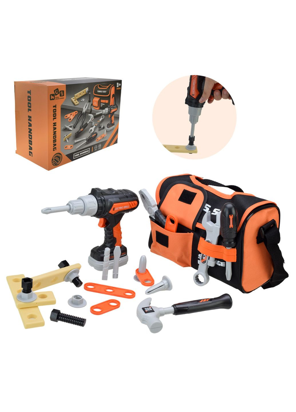 Дитячий набір інструментів 778-74, звук, 25 елементів, дриль, інструменти, в сумці, в коробці (6967068401900) No Brand (370457888)
