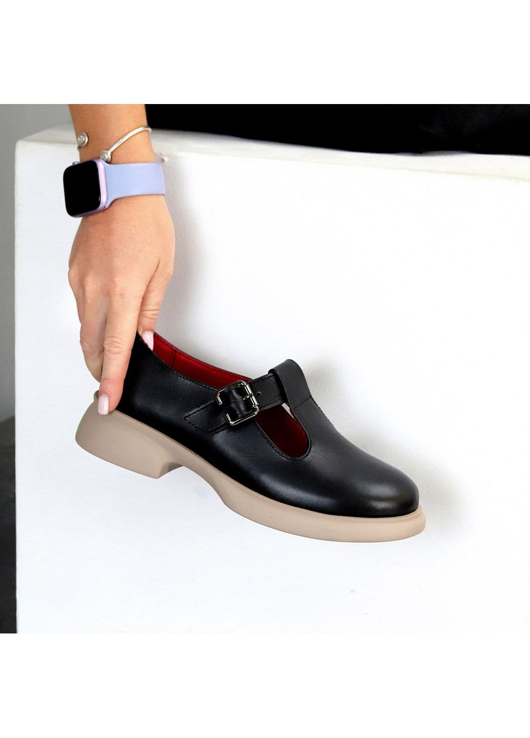 No Brand Mary • Кожаные туфли с моко-подошвой черный з, — (349820763)