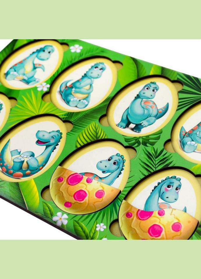 Дерев'яний пазл-вкладиш "Емоції Динозавриків" (ПСД041) PSD041, 8 яєць Ubumblebees (304407660)