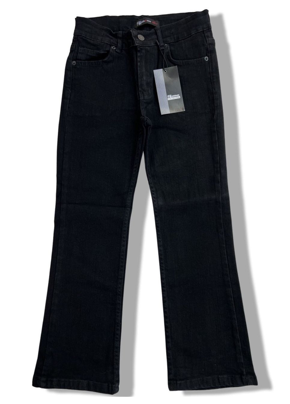 Черные демисезонные джинсы клёш для девочки fili kids синие 1004 146 см No Brand