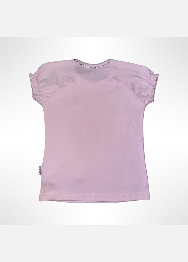 Світло-рожева літня дитяча футболка на дівчинку 80-98 см рожева (0679) Nicol