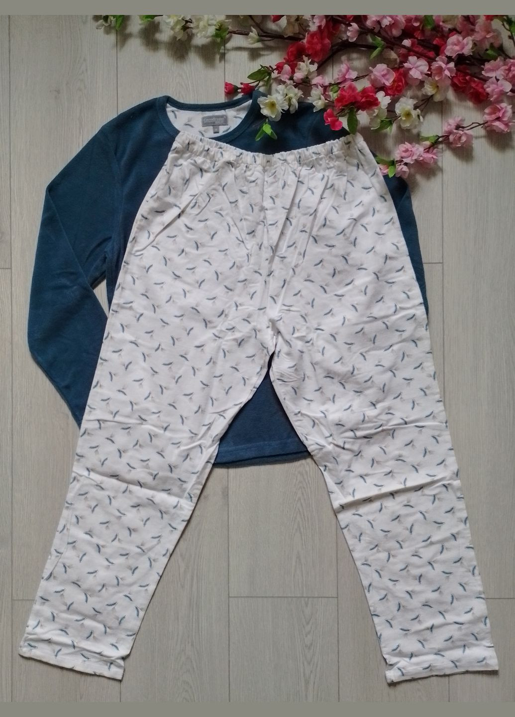 Бірюзова зимня жіночій теплий домашній костюм піжама р. м кофта + брюки Ary & Belle