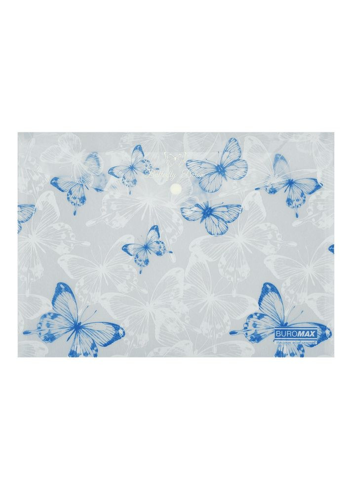 Папка-конверт А4 на кнопці BUTTERFLY ARABESKI біла перламутрова BM.3943-31 матовий напівпрозорий пластик (4823126816302) Buromax (372223384)