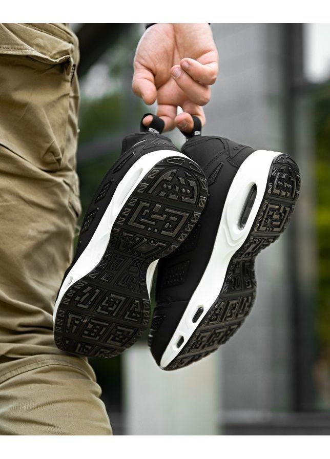 Чорні Осінні стильні чоловічі термо кросівки приховані чорні шнурівки No Brand