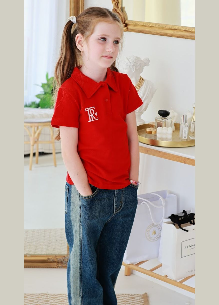 Красная детская футболка-футболка-поло для девочки hc (h001-6212-091-22) для девочки No Brand