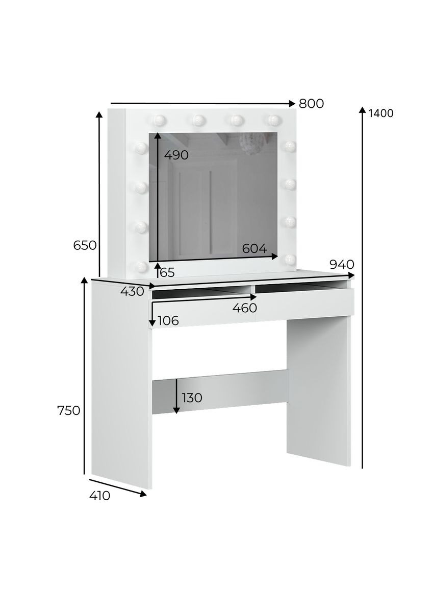 Стіл туалетний Malta 940х430х1400 Дуб крафт золотий/Графіт (TB32120700000) Art In Head (337309067)