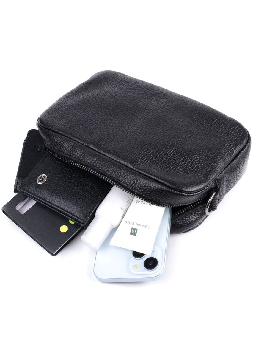 Класична сумка крос-боді із зернистої натуральної шкіри 22842 Чорна Shvigel (305768387)