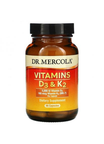 Витамины Д3 и К2, Vitamins D3 & K2,, 5,000 МЕ, 90 капсул (MCL01996) Dr. Mercola (266039040)
