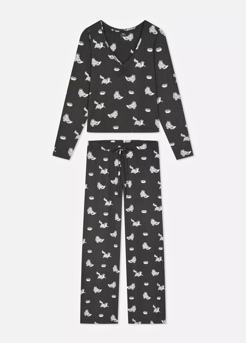 Серая всесезон женская пижама disney’s lucifer flared pyjama set комплект для дома и сна лонгслив + брюки Primark