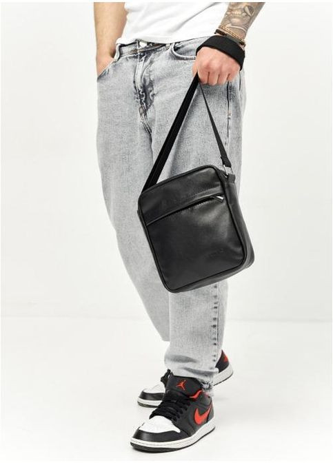 Сумка планшет через плечо мужская из натуральной кожи для телефона и для документов маленькая Черный 38084 Sambag (361660268)