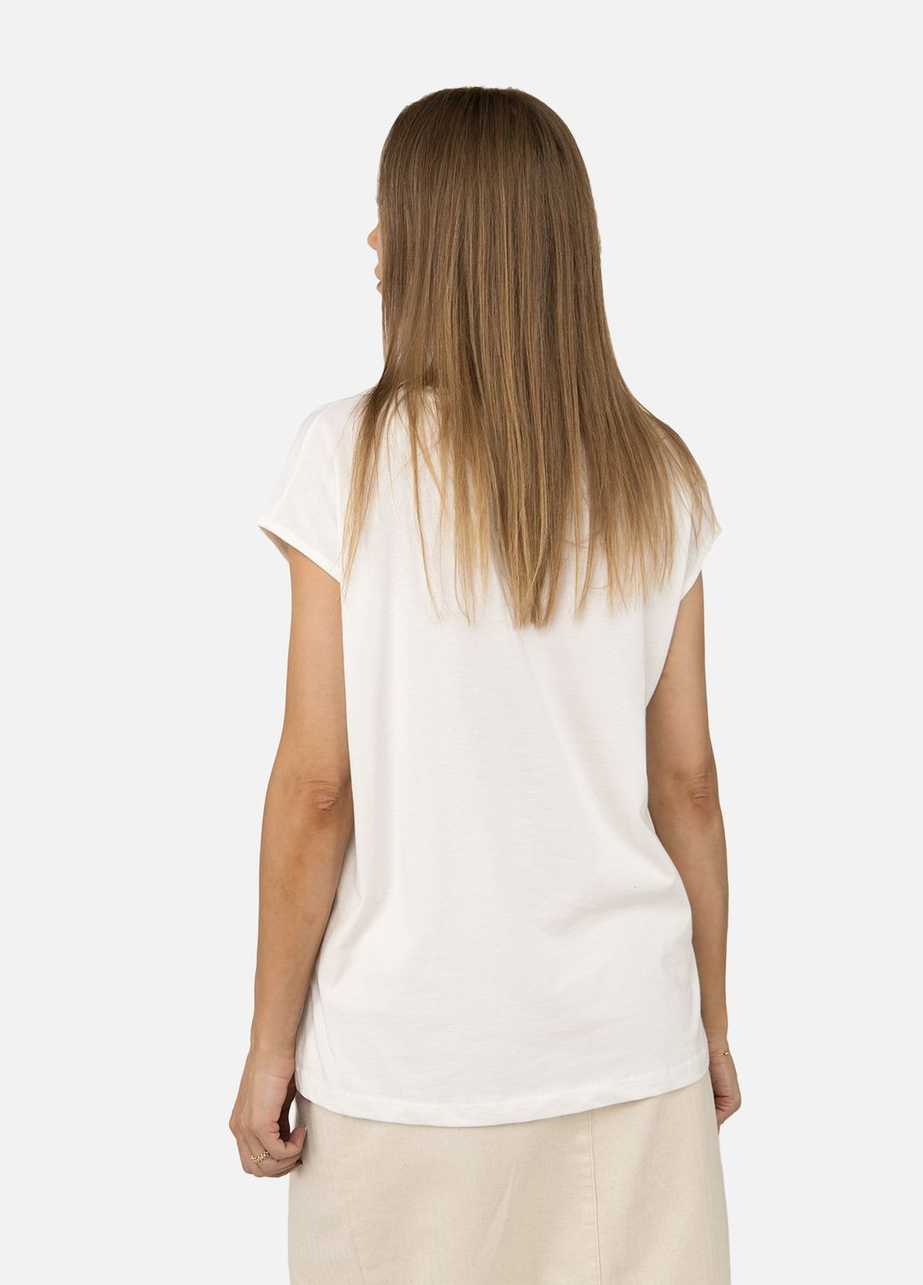 Жіноча футболка з коротким рукавом колір молочний ЦБ-00254778 Bebe Plus - (307362276)