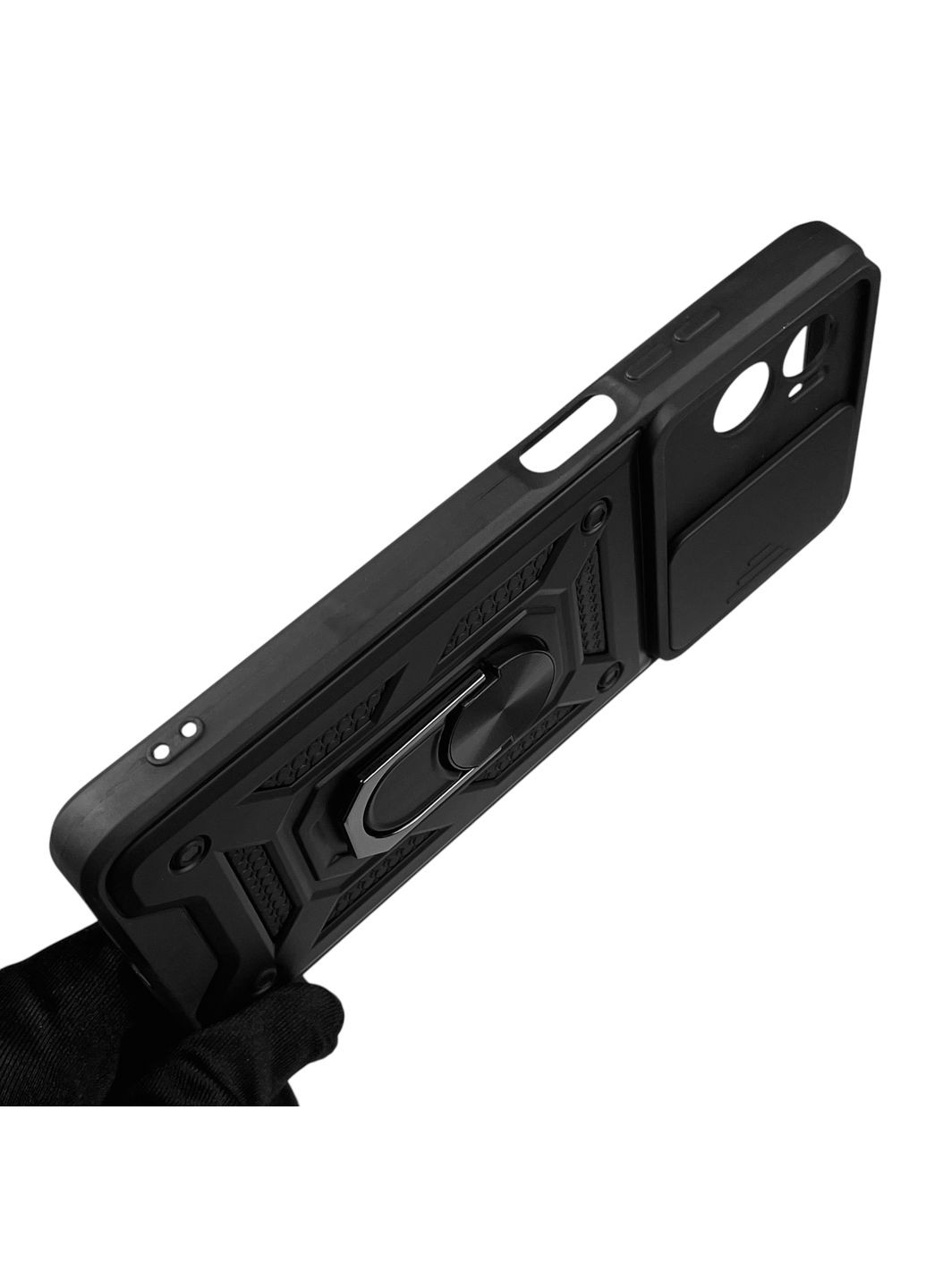 Чехол для E22i бронированный с кольцом со шторкой на моторола е22ай чёрный rg1 Motorola (366231222)