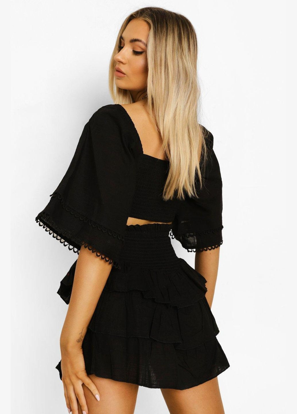 Черная кэжуал однотонная юбка Boohoo