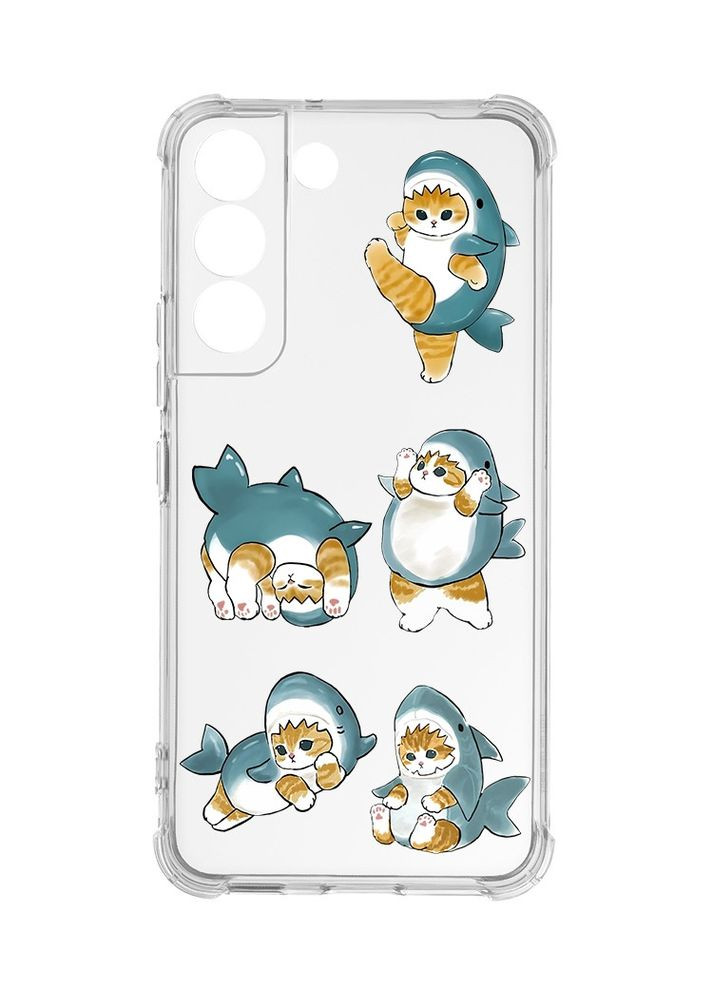 Чехол с утолщёнными углами на Samsung Galaxy S22:: Котенки акулы (принт 381) Creative (355389601)
