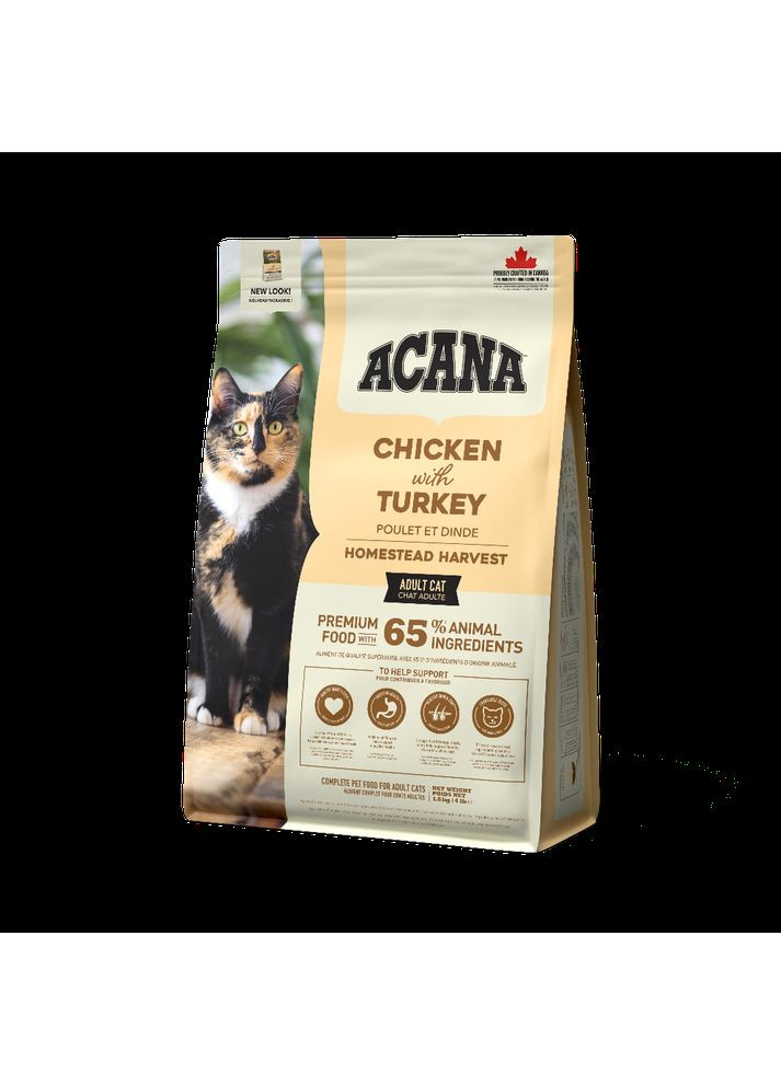 Сухий корм Homestead Harvest Cat 1,8 кг, для дорослих котів, з куркою та індичкою Acana (364489254)