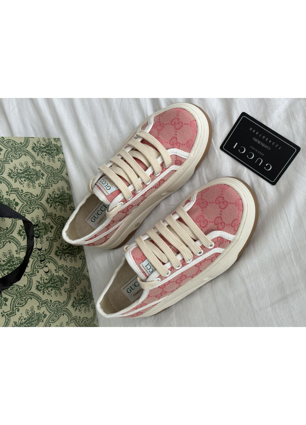 Кроссовки женские Gucci GG Canvas | Гуччи Канвас розовые No Brand розовые демисезоны (366343494)
