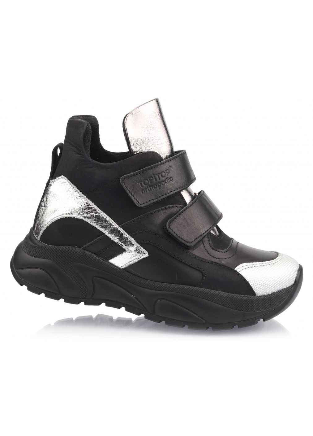 Черевики осінні 2584 для дівчаток чорно-сріблясті, нубук. Розмір Topitop (366875590)