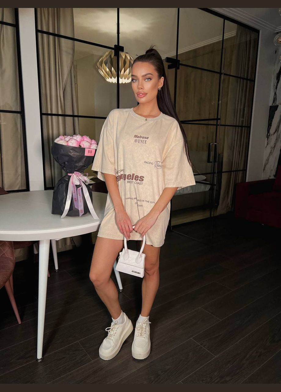 Женская футболка оверсайз из мягкого трикотажа MonCher - (331109394)