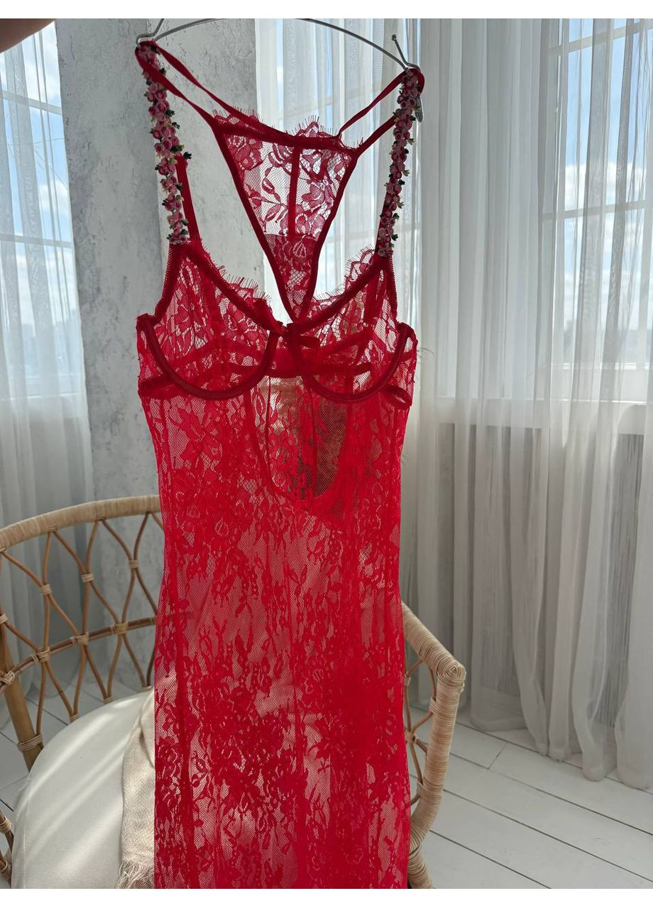 Пеньюар червоний з мереживом Vital-Textile 094/27 (361853757)