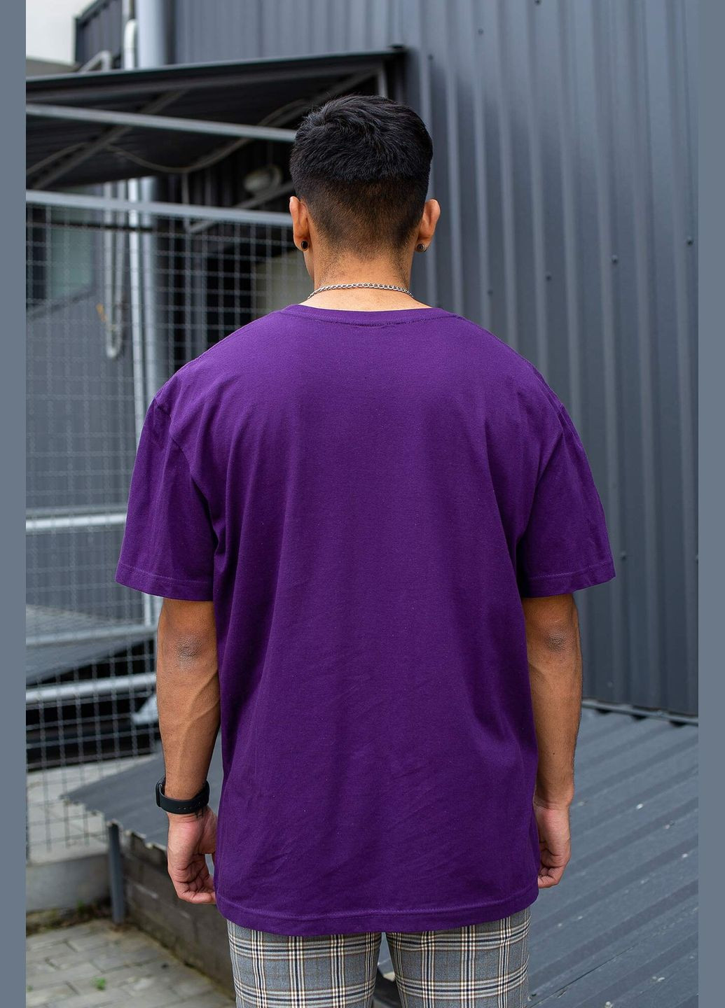 Фіолетова оверсайз футболка great з коротким рукавом Without